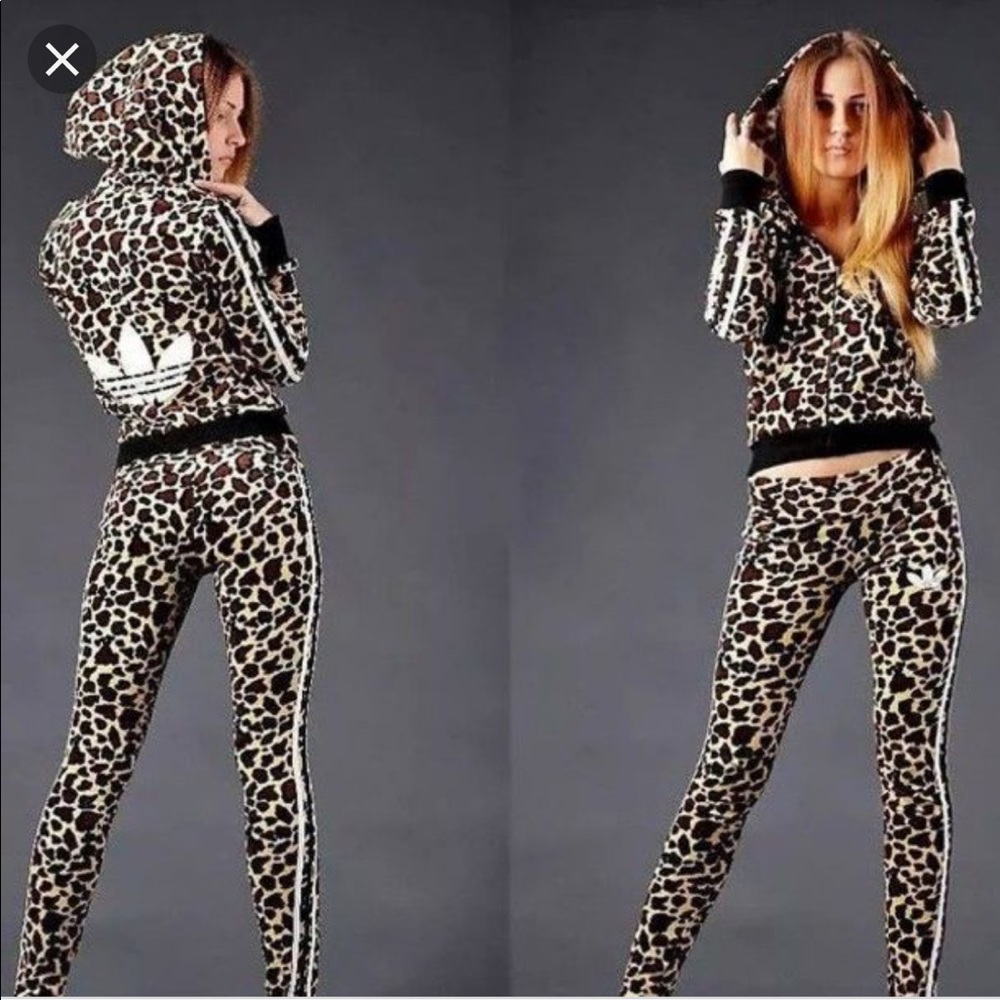 Velour Leopard cheetah print ADIDAS tracksuit